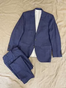 Suitsupply Lazio Men's Wool Silk Linen Blue 2 Piece + Free Tie Suit Size 26 - Picture 1 of 10