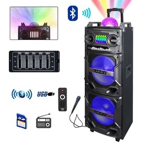 4000W Wireless Bluetooth Speaker with Dual 10" HIFI Subwoofers Karaoke DJ Lights - Picture 1 of 13