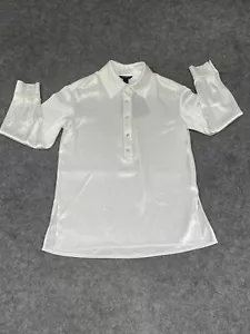 St John Top Womens 2 Button Up Evening Blouse White Tunic Dress Shirt Fancy - Picture 1 of 21