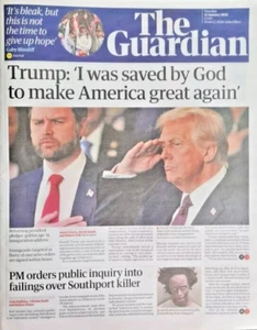 Newspaper (UK) The Guardian 21st Jan 2025~Donald Trump Inauguration NEW - Picture 1 of 2