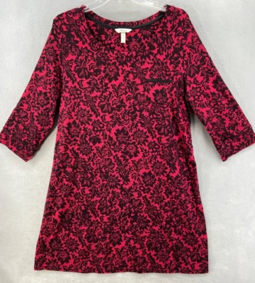 Camisón Soma Intimates para mujer talla XL rojo negro floral manga 3/4 mezcla de algodón Foto 1 de 4