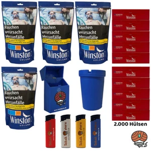 Winston Blau/Blue Volumentabak Beutel 4x 113g, Hülsen, Feuerzeuge, u.v.m.