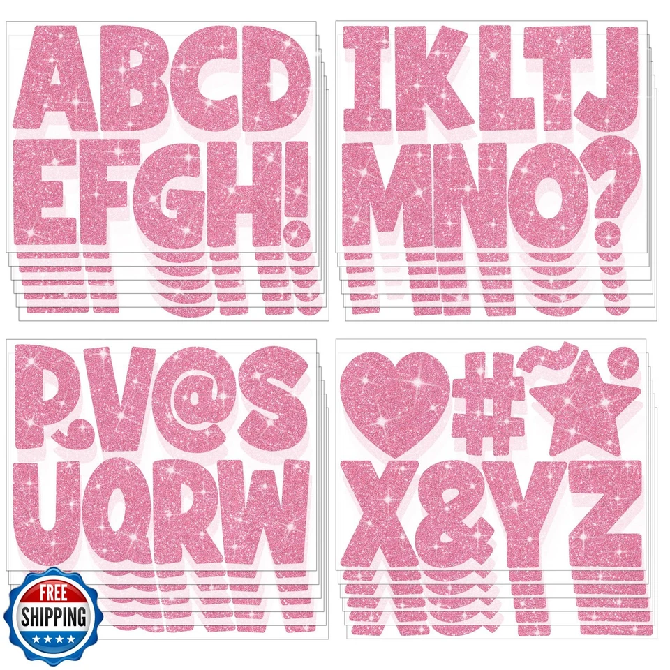 216 Pcs Bulletin Board Letters 24 Sheets Large Letter Stickers Glitter 4 Inch - Image 1 of 4