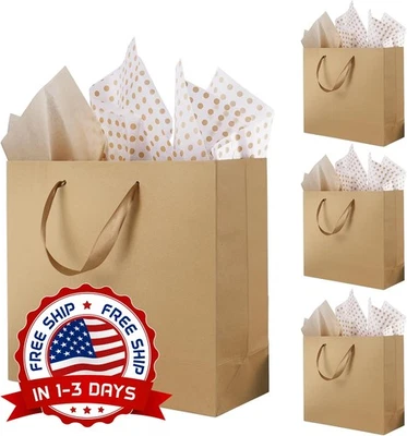 Bolsas De Papel Marrón Para Regalos, Regalos, Bodas, Cumpleaños Y Fiestas NUEVO US Foto 1 de 4