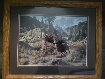 Brent R. Todd “Following Up The Trail” LE Framed Print Mule Deer & Mountain Lion - Image 1 of 2