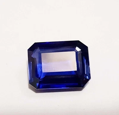 Anello certificato 10,10 CT a forma di zaffiro blu smeraldo naturale... - Immagine 1 di 4