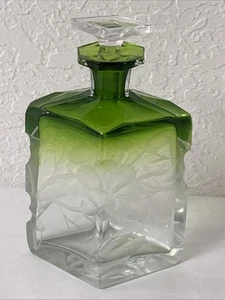 Vintage Moser art glass perfume bottle engraved floral Halmarked glass. deco - Picture 1 of 14