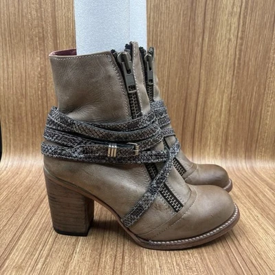 Freebird Steven Balboa Botines Cuero Envejecido Talla 8 Cremallera Correa Serpiente Foto 1 de 4