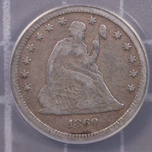 1860-S Seated Liberty Quarter., ANACS VG-08 Details., Store #0879 - Picture 1 of 3