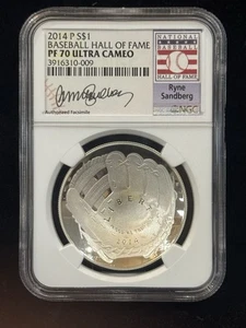 2014-P Baseball Hall of Fame Silver Dollar $1 NGC PF70 Ultra Cameo Ryne Sandberg - Picture 1 of 4