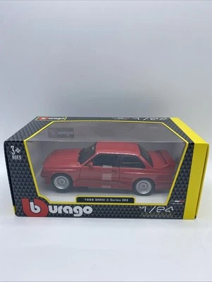 1988 BMW 3 SERIES M3 E30 RED 1/24 DIECAST MODEL CAR BY BBURAGO 21100 - Image 1 of 4