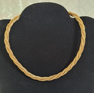 Vintage West Germany goldfarben geflochtenes Netz Halsband Halskette 16" verdrehtes Seil... - Bild 1 von 11