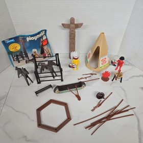 Vintage Playmobil 2960 Native American Indian Horse Set, complete W/ EXTRA PARTS