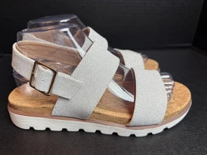 Corkys Boutique Silver Glitter Sandals Size 8 Fresh Cork EUC - Picture 1 of 12
