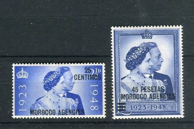 Marruecos Agencias Español KGVI 1948 Juego Boda Plata Real SG176/7 MNH Foto 1 de 1