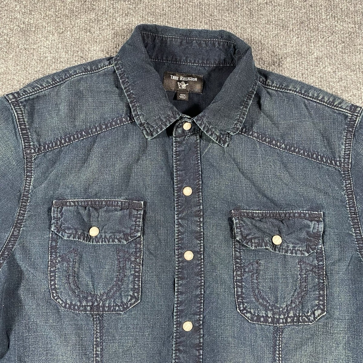 True Religion Denim Casual Button-Down Shirts for Men for