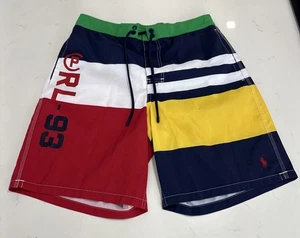 Costume da bagno vintage nuovo senza etichette Polo Ralph Lauren RL-93 color block a righe taglia M - Foto 1 di 10