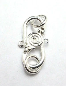 12 PCS 21X12MM SOLID COPPER BALI  S HOOK CLASP STERLING SILVER PLATED 638 DTH-23 - Picture 1 of 3