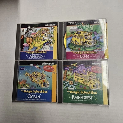 Magic School Bus Microsoft Lot Of 4 CD ROM's Ocean Rainforest Bugs Animals - Image 1 of 4