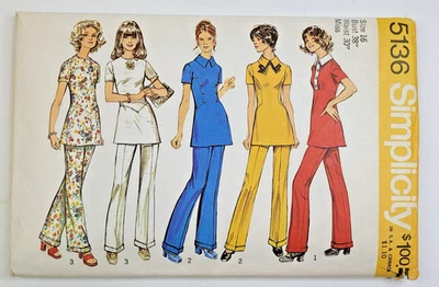 VTG 70s Simplicity Sew Pattern 5136 Misses Tunics w/Variations & Pants Sz 16 CUT - Image 1 of 3