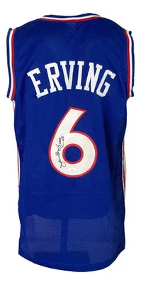 Julius Dr J Erving Signed Custom Blue Pro-Style Basketball Jersey JSA - Image 1 of 4