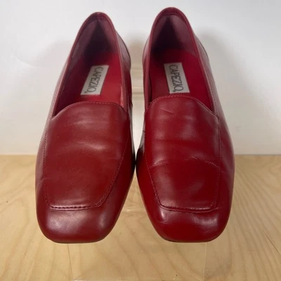 Mocasines de cuero rojos Capezio para mujer punta cuadrada zapatos de vestir cómodos sin cordones Foto 1 de 4
