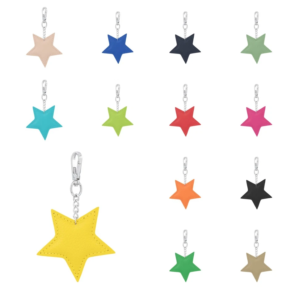 ER DIRECT New Metallic Real Leather Solid Star Shape Keyring Bag Hang Purse Key Chain Gift