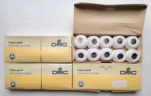 DMC Pearl Cotton Thread Balls Perle Size 8 - 10g White Paris Made Lot 4 Boxes 40 - Imagen 1 de 6