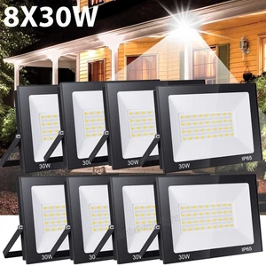 8x 30W LED Flood Light Outdoor Security Spotlight Landscape Garden Yard Lamp US - Picture 1 of 8