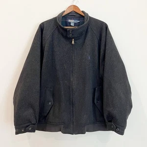 Vintage Ralph Lauren Polo Jacket Mens XXL Black Wool Plaid Lined Bi Swing Bomber - Picture 1 of 12