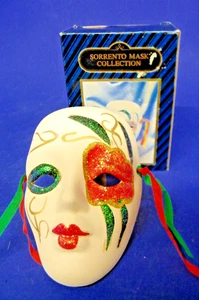 Sorrento Vintage Wall Mask Hand Painted Glittery Ceramic Red/Green 5" Open Box - Picture 1 of 7