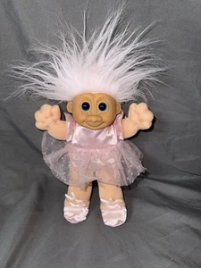 90s Vintage Large Russ Troll Doll - Pink Hair, Blue Eyes, Ballerina - Picture 1 of 10