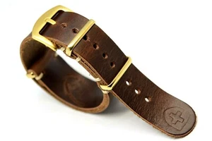 Strap, Zulu style, leather, watch straps fits Omega band, 18 20 22 24mm. strap - Picture 1 of 7