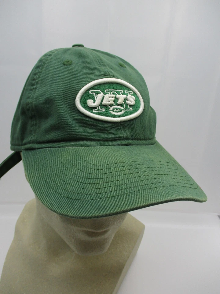 Gorra New York Jets para hombre verde blanca correa trasera descolorida aplastada sol desteñida papá Foto 1 de 4