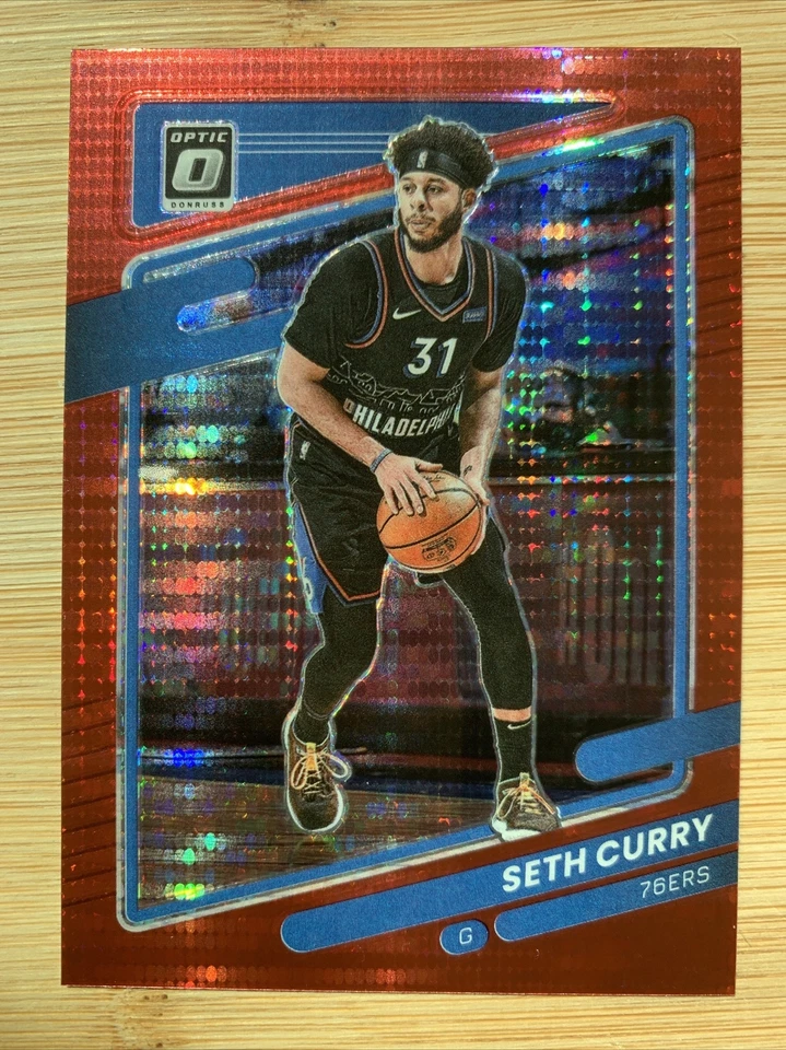 * SETH CURRY * 2021-22 DONRUSS OPTIC RED PULSAR  HOLO # 91 - Image 1 of 2