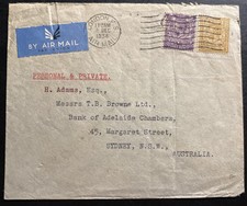 1934 London England Airmail Cover Perfin Stamp To Sydney Australia