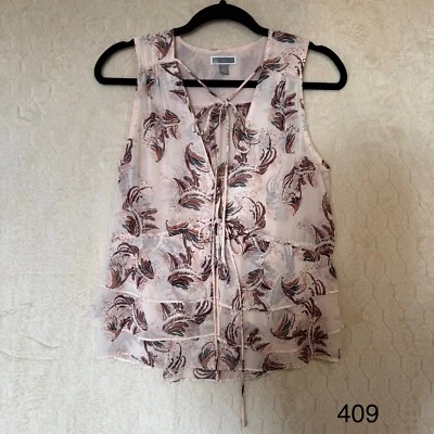 Blusa ligera Chelsea 28 para mujer S rosa corbata sin mangas con volantes cuello en V Foto 1 de 4