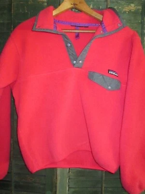 MADE IN USA Vtg 1990s 80s Pink-ish Red Patagonia Snap T pullover fleece JACKET S - Image 1 of 4