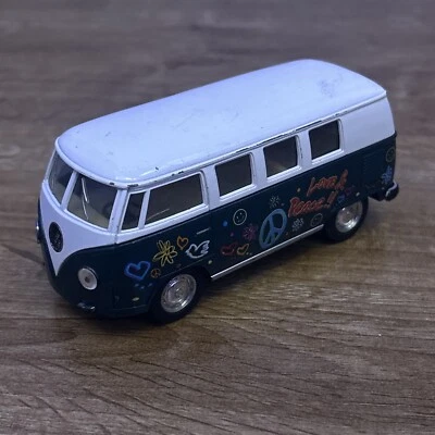 Kinsmart 1962 green Volkswagen Classical Bus-Love & Peace Die Cast, Pull Back. - Image 1 of 4