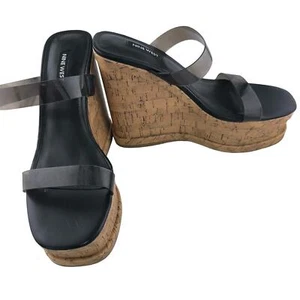 NINE WEST Black Women Rapps3 Ultra High Wedge Sandal Size 7.5M NWOB - Picture 1 of 4