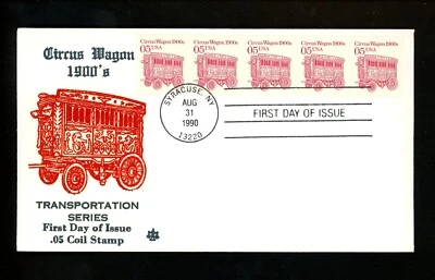 US FDC #2452 Blair Law 1990 Syracuse NY Circus Wagon Transportation Series - Image 1 of 2