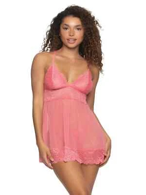 Lingerie Coral Paradise (rosa) tamanho L Sarah Babydoll Butterfly Jezebel por Felina - Imagem 1 de 3
