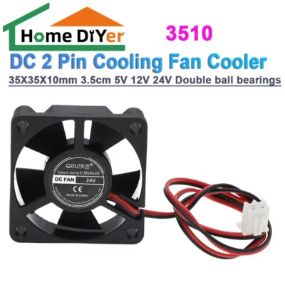 3510 35X35X10mm 3.5cm 5V 12V 24V DC 2 Pin Cooling Fan Cooler - Image 1 of 4