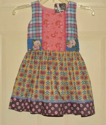 Matilda Jane BETHANY FANCY SHASTA Dress 4 Pink Plaid Floral Friends Forever NWT - Image 1 of 2