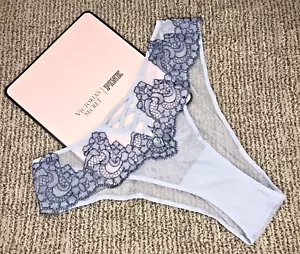 Victoria's Secret NWT Dream Angels Medium Blue Boho Embroidery Brazilian Panty - Picture 1 of 10