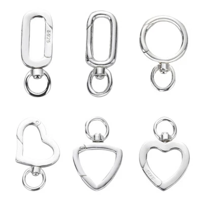 1pc 925 Sterling Silver Heart RoundClasp For Bracelet Necklace DIY Jewelry Gift - Image 1 of 4
