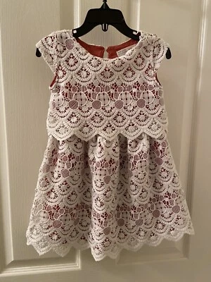 Vestido Zara Niñas Exquisito Encaje Superpuesto Crochet Forrado Óxido Talla 4 Foto 1 de 4
