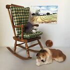 Original, signed Dollhouse Painting Lot of 1:12 scale farmer Rocker, Collie Dog