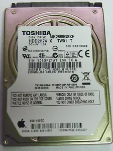 Toshiba MK2555GSXF (HDD2H74 X TW01 T) 010 D3/FH405B Laptop 250GB 2.5" SATA HDD - Picture 1 of 1