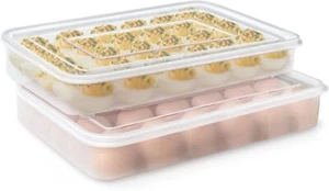2 Pcs Egg Containers LidPlastic Egg Holder Stackable Clear Egg Keep Fresh60 Eggs - Picture 1 of 7